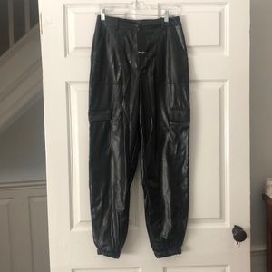 Faux Leather Utility High Waisted Pants